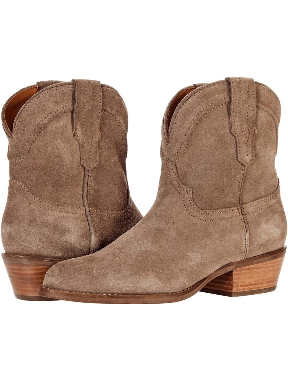 Western Ankle Boot Pointed toe Low Stacked Heel Cowgirl Booties Retro Slouch 2”
